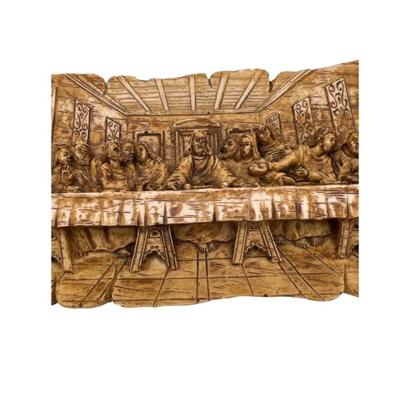 Last Supper Plaque Raised Relief 3D Resin 9" x 4.75" Christianity Upper Room - Picture 3 of 7